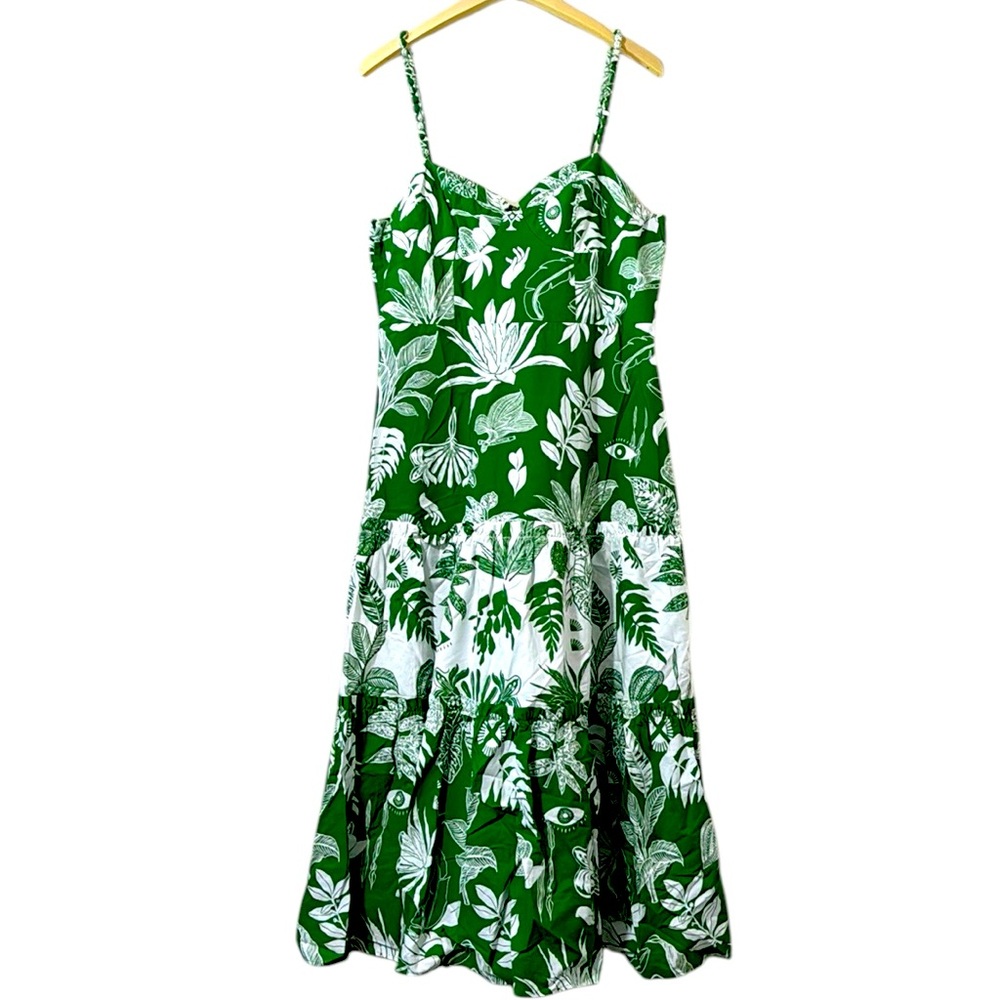 Farm Rio Forest Soul Tiered Ruffle Midi Dress Size XL